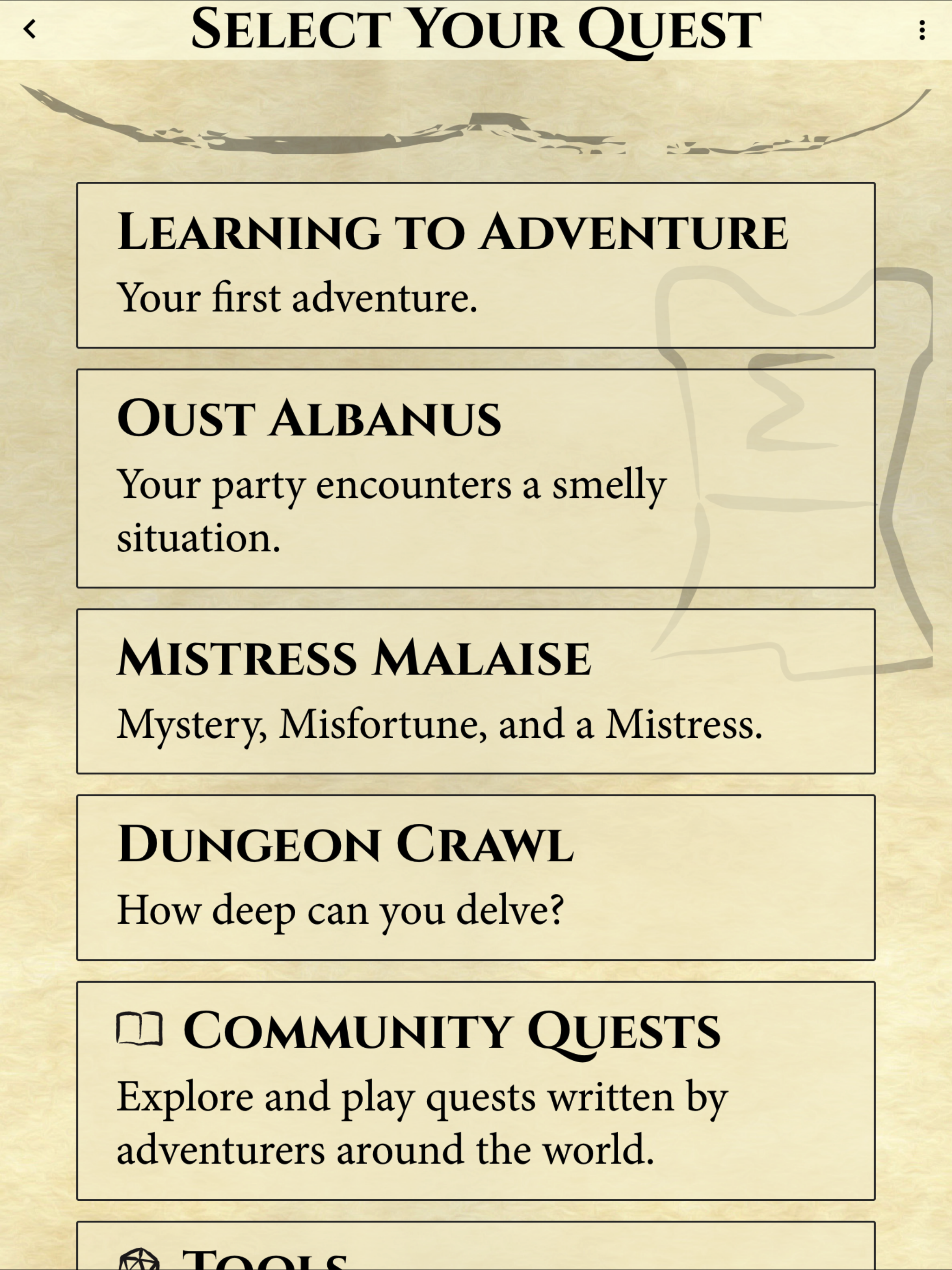 Expedition roleplaying card game quests